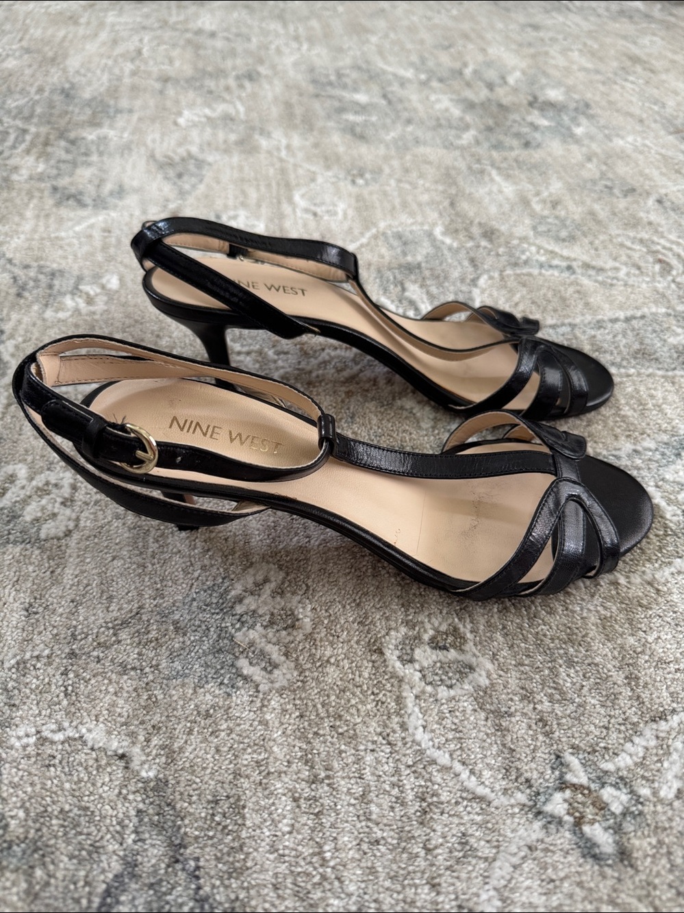 Nine West Black Open-Toe Slingback Heels